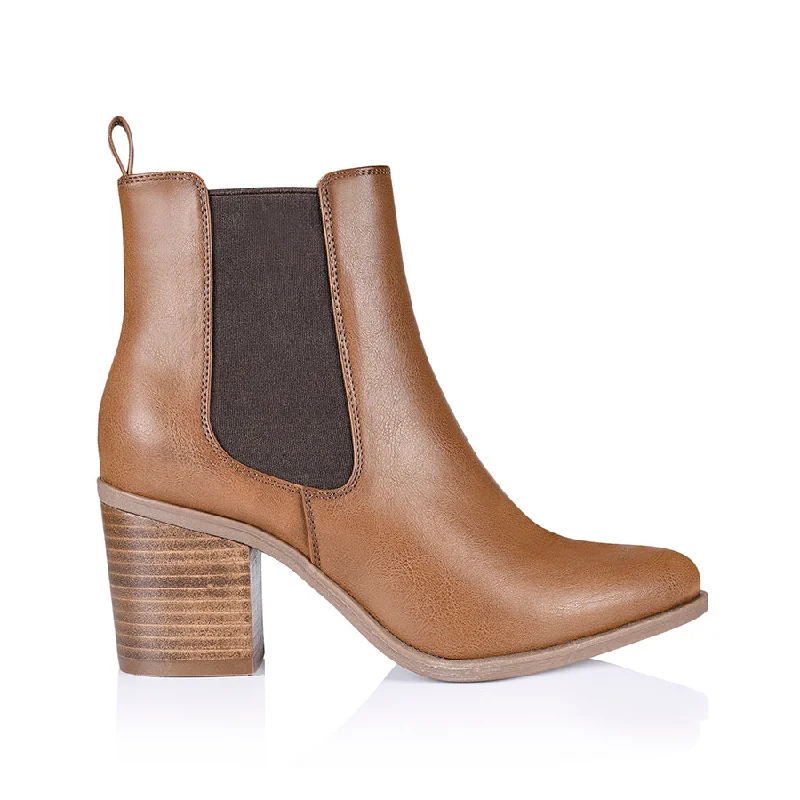 women's ankle boots with square toeSamantha Chelsea Boots - Tan Softee