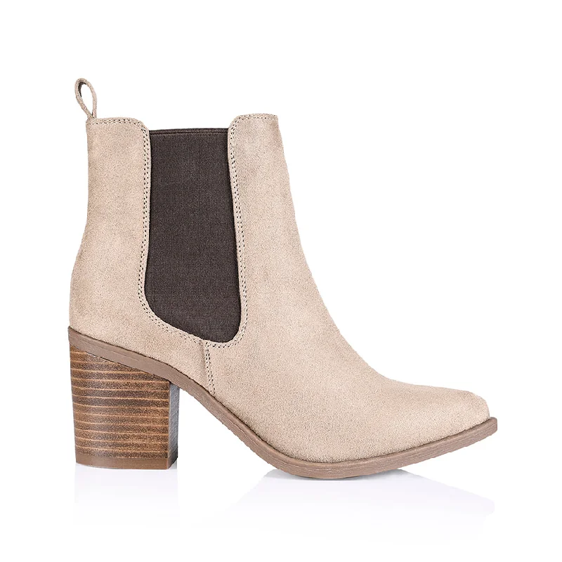 women's ankle boots with embroiderySamantha Chelsea Boots - Taupe Micro