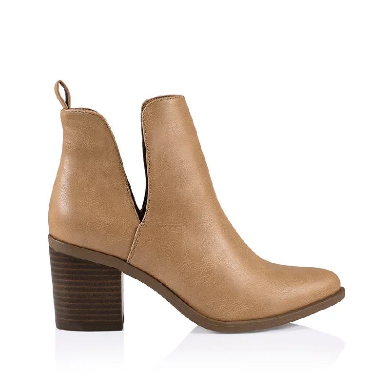 women's ankle boots with bow detailsSantana Cut Out Ankle Boots - Caramel Softee