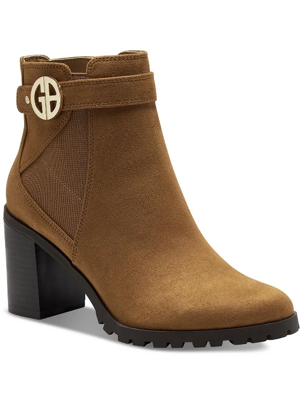 women's booties with sock-like fitWomens Faux Leather Lug Ankle Boots