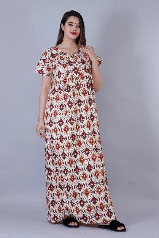 women's moto boots with low heelWomen's Premium Cotton Block Printed Night Gown