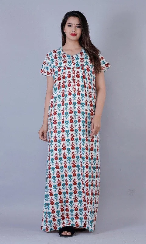 women's moto boots for winterWomen's Premium Cotton Symmetric Printed Night Gown