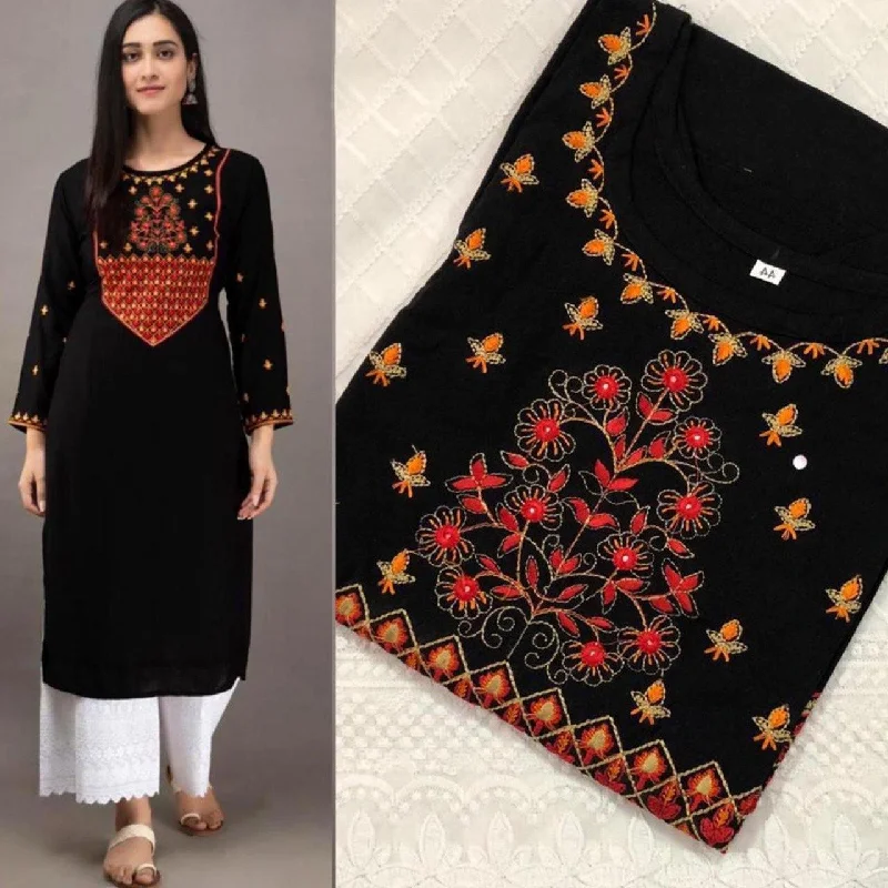 women's waterproof moto bootsWomen's Rayon Slub Fabric Kurti With Chikankari Plazo