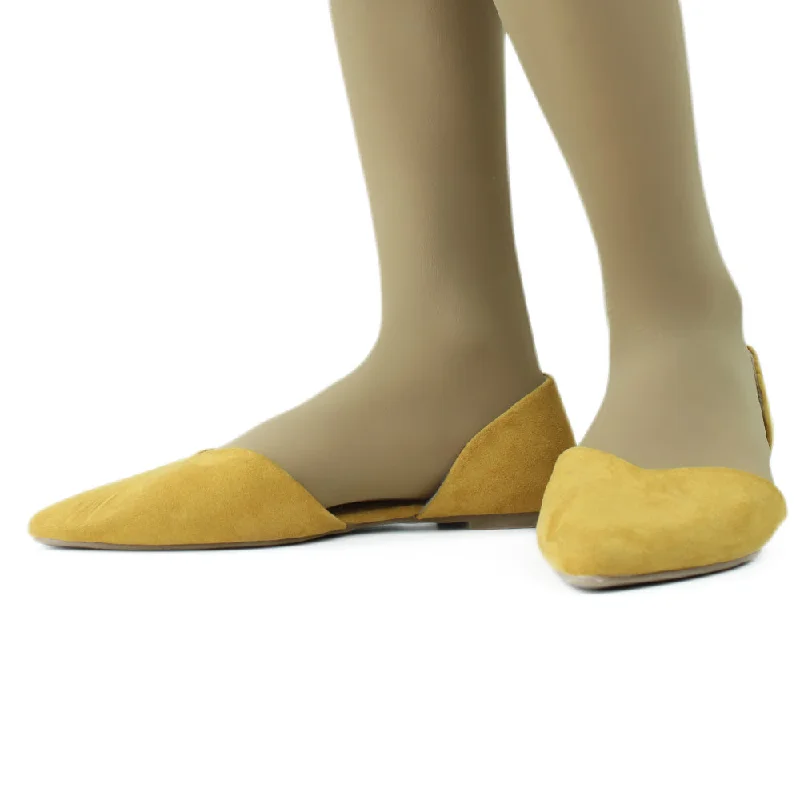 Women's casual oxford shoes for a preppy styleWomen's Faux Suede Plain Flat,Mustard