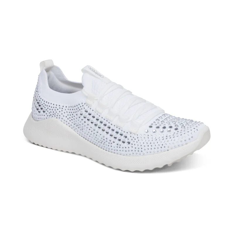 Women's casual shoes with floral prints for a feminine flairAetrex Carly Sparkle Lace/Slip on White AS251 Women's casual shoes with floral prints for a feminine flairAetrex Carly Sparkle Lace/Slip on White AS251