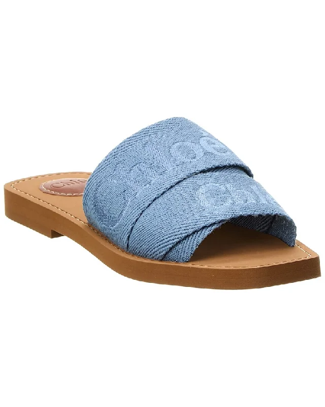 Women's Chunky Heel Suede Mules in Camel for a Stylish Autumn LookChloé Woody Logo Canvas Slide Women's Chunky Heel Suede Mules in Camel for a Stylish Autumn LookChloé Woody Logo Canvas Slide