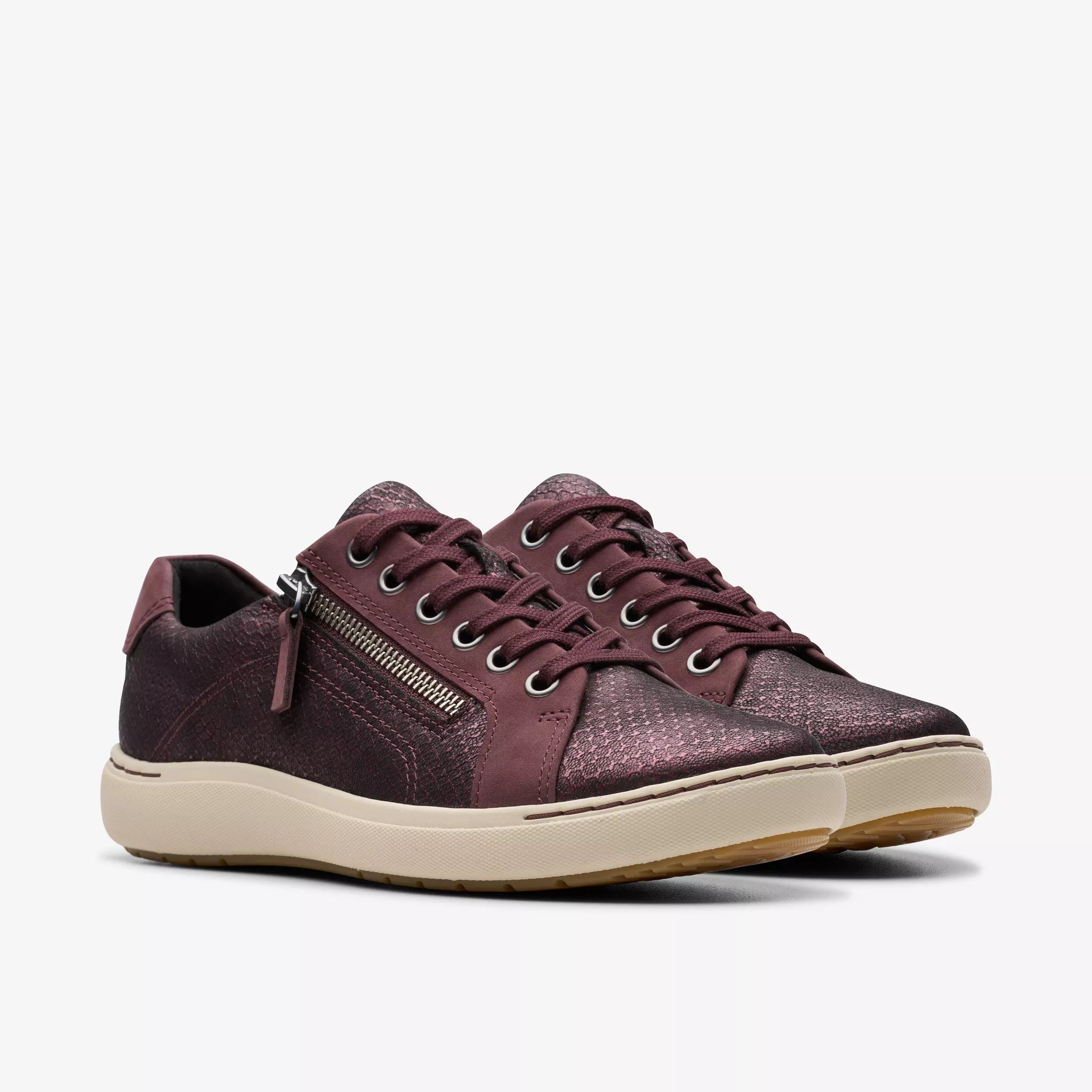 Women's casual shoes with sequins for a sparkly lookClarks Nalle Lace Wine 79966