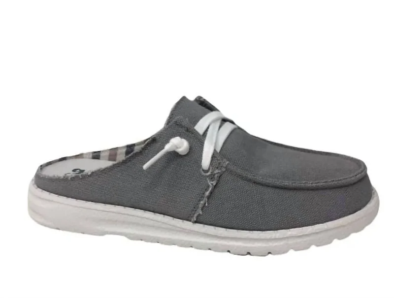 Women's Slip - On Leather Mules with Gold Buckles in Black for a Classic and Sophisticated StyleLayla Mule Sneakers In Grey Women's Slip - On Leather Mules with Gold Buckles in Black for a Classic and Sophisticated StyleLayla Mule Sneakers In Grey