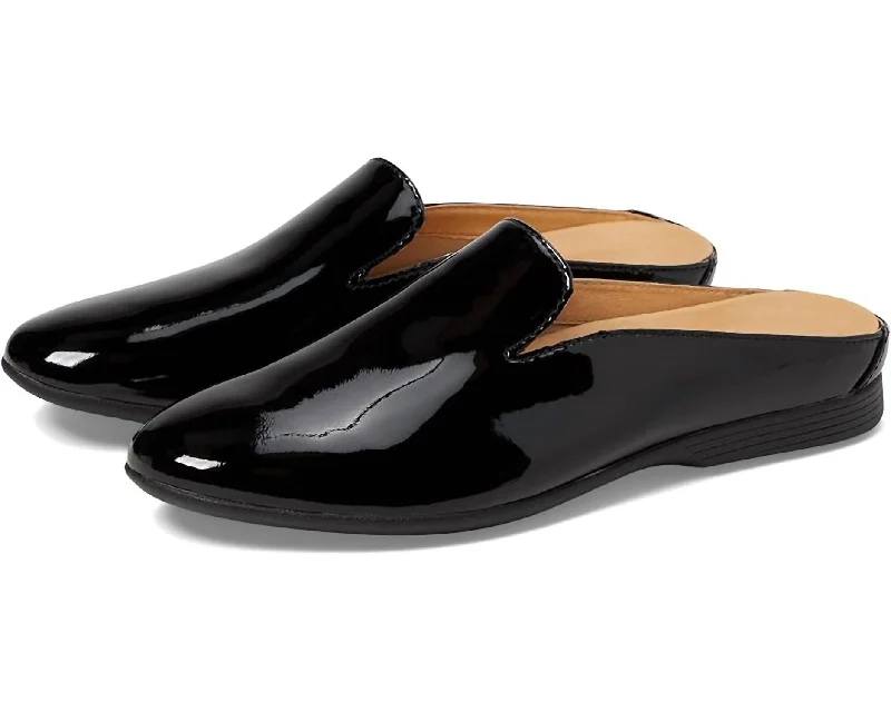 Women's Ankle Strap Mules in Navy Blue with Rhinestone Embellishments for a Sparkly LookLexie Patent In Black Patent Women's Ankle Strap Mules in Navy Blue with Rhinestone Embellishments for a Sparkly LookLexie Patent In Black Patent