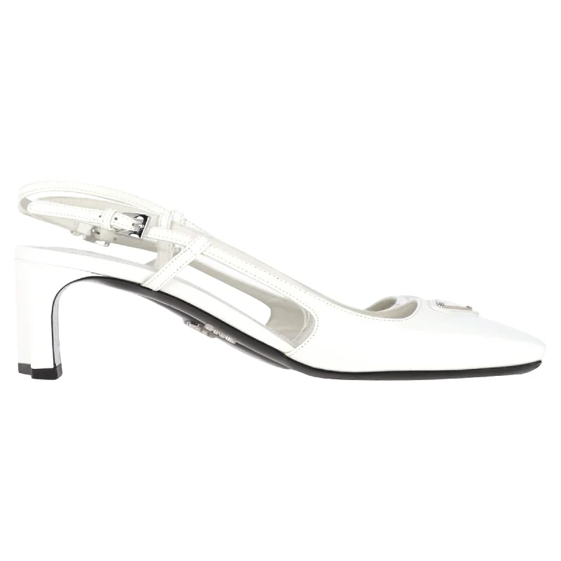 Women's Open - Toe Mules in Yellow for a Bright and Cheerful Summer LookPrada Square-Toe Logo Slingbacks in White Leather Women's Open - Toe Mules in Yellow for a Bright and Cheerful Summer LookPrada Square-Toe Logo Slingbacks in White Leather