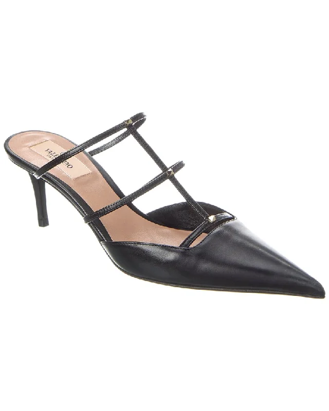 Women's Block Heel Mules in Dark Green with Cut - Out Details for a Stylish EdgeValentino Rockstud Wispy 50 Leather Mule Women's Block Heel Mules in Dark Green with Cut - Out Details for a Stylish EdgeValentino Rockstud Wispy 50 Leather Mule