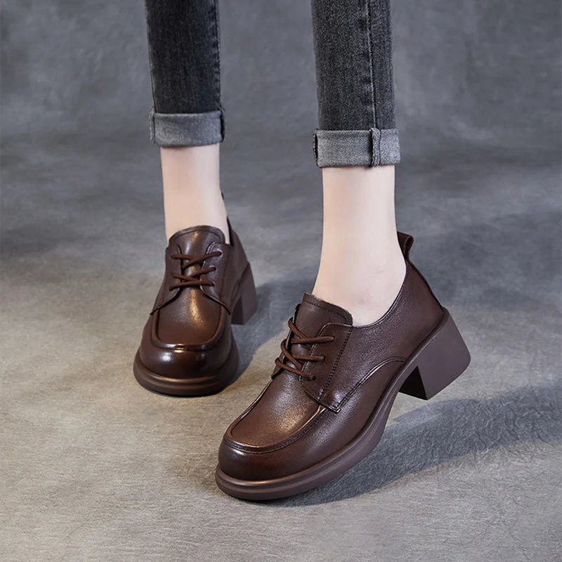 Women's casual ankle boots for a versatile optionWomen Classic Chunky Heel Work Leather Shoes Women's casual ankle boots for a versatile optionWomen Classic Chunky Heel Work Leather Shoes