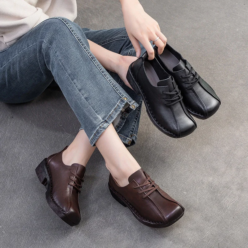 Women's casual shoes with leopard prints for a trendy styleWomen Retro Leather Low Block Casual Shoes Women's casual shoes with leopard prints for a trendy styleWomen Retro Leather Low Block Casual Shoes