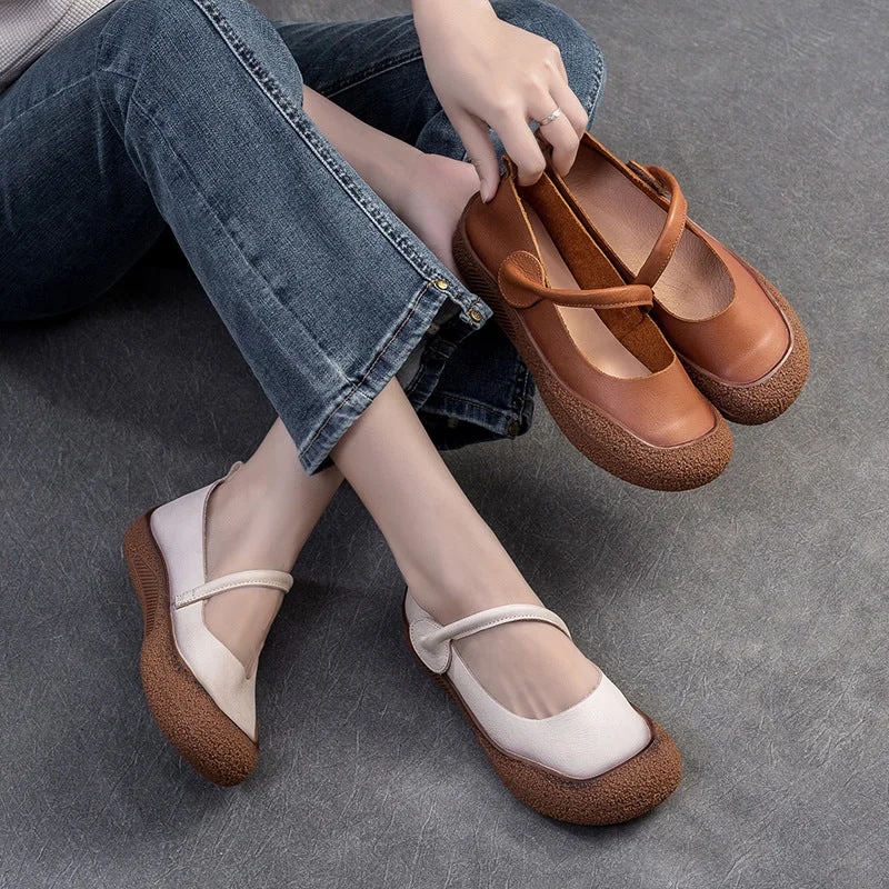 Women's casual shoes with polka - dot patterns for a fun lookWomen Retro Soft Leather Velcro Tape Casual Shoes Women's casual shoes with polka - dot patterns for a fun lookWomen Retro Soft Leather Velcro Tape Casual Shoes