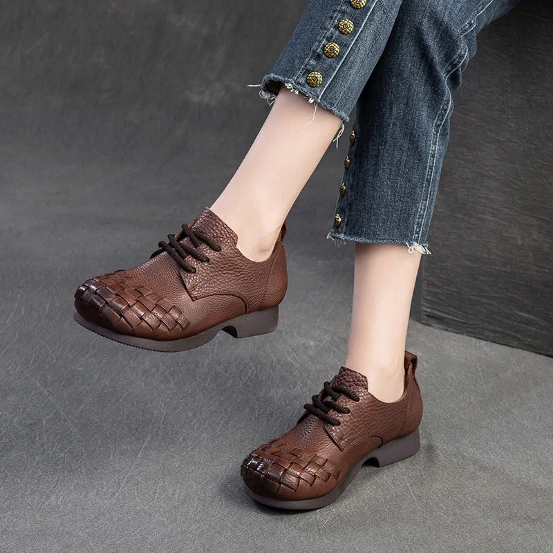 Women's casual wedge shoes with a stylish liftWomen Retro Soft Plaited Cowhide Casual Shoes Women's casual wedge shoes with a stylish liftWomen Retro Soft Plaited Cowhide Casual Shoes