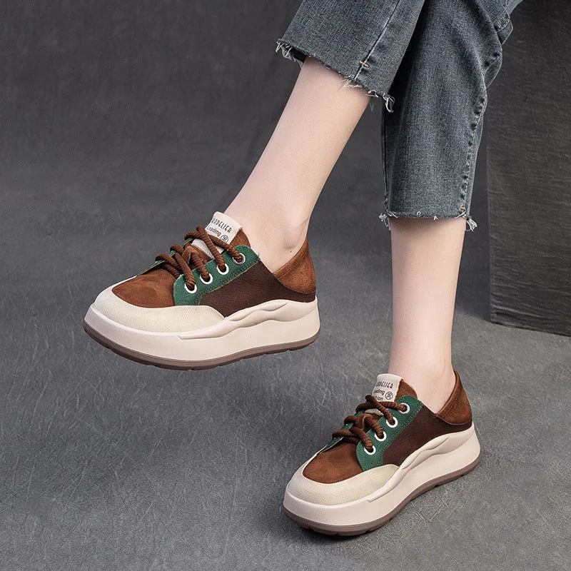 Women's casual platform shoes for added heightWomen Soft Leather Flat Thick Soled Casual Shoes Women's casual platform shoes for added heightWomen Soft Leather Flat Thick Soled Casual Shoes