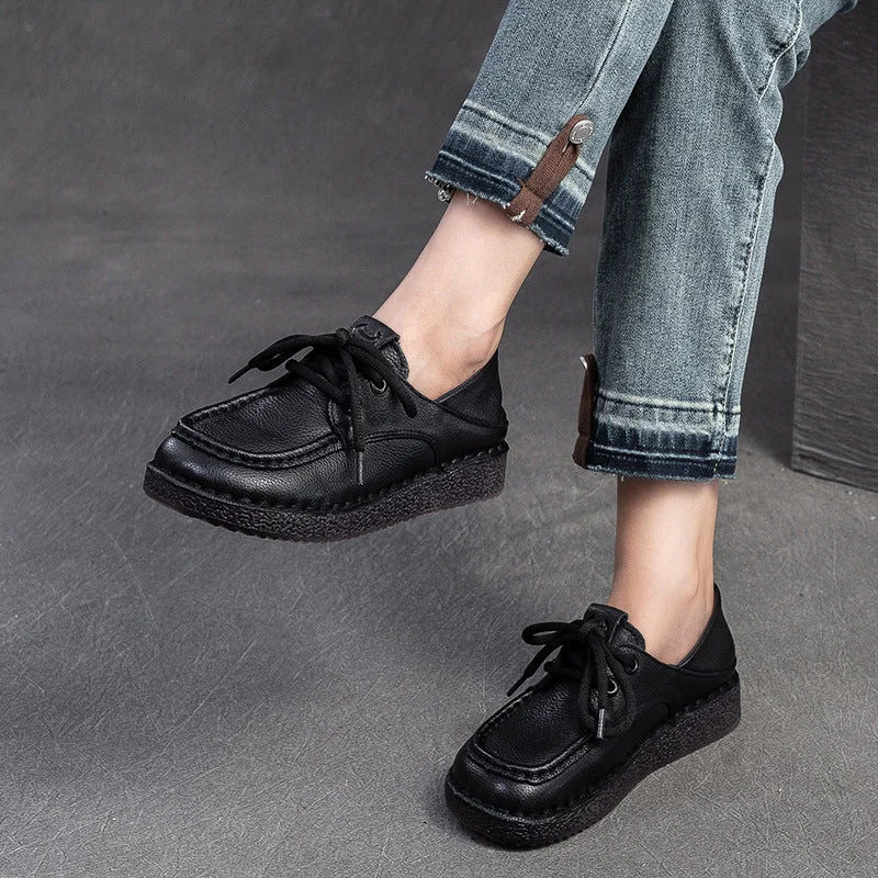 Women's casual shoes with glitter accents for a touch of glamourWomen Vintage Leather Soft Lace-up Casual Shoes Women's casual shoes with glitter accents for a touch of glamourWomen Vintage Leather Soft Lace-up Casual Shoes