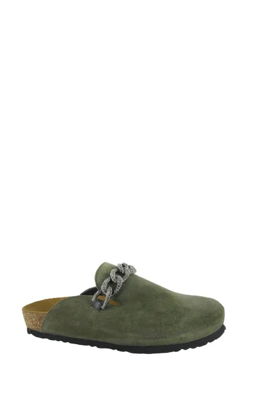 Plus Size Women's Snake Print Mules in Brown for a Fashion - Forward StatementWomen's Memphis Clog In Oily Olive Suede